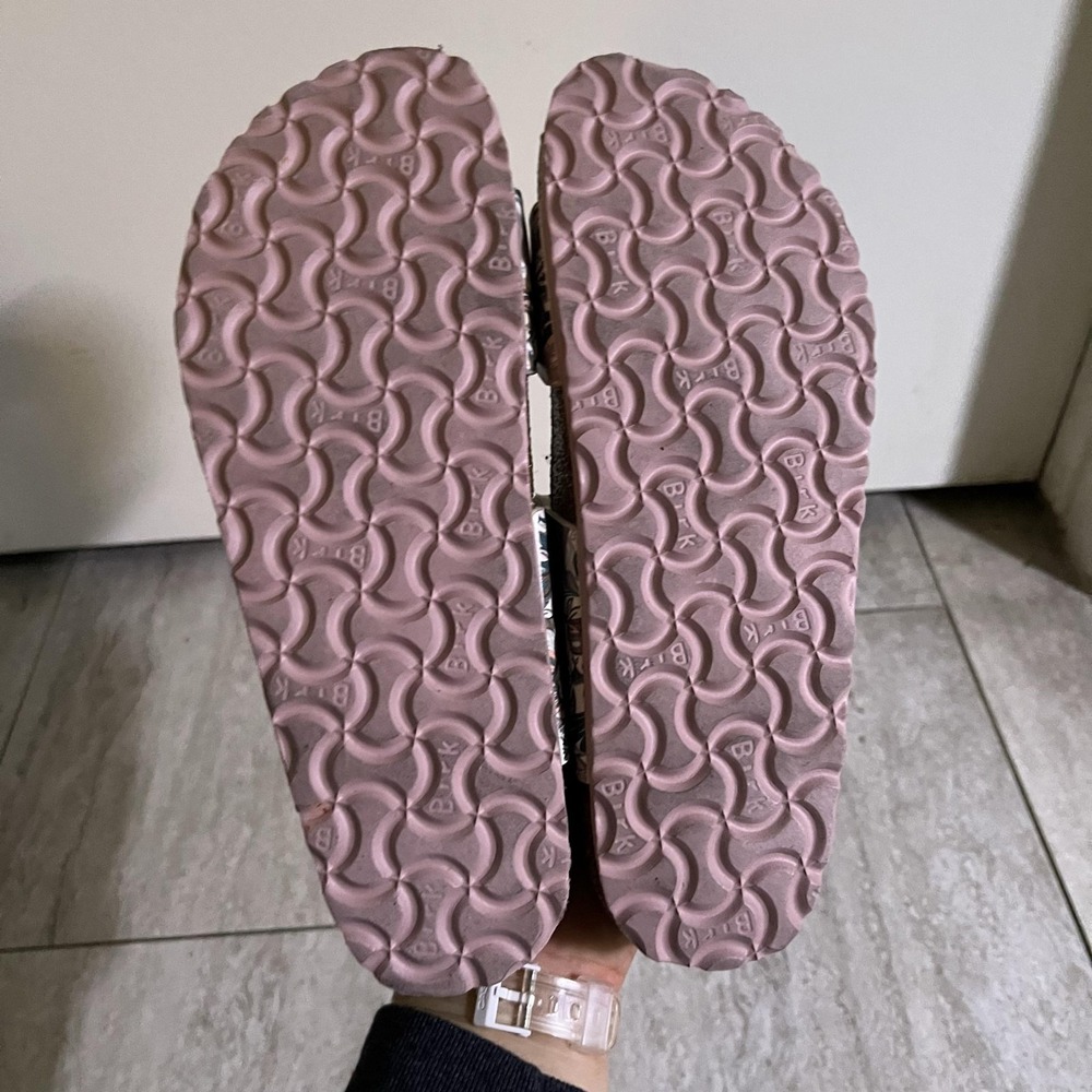 Birkenstock Arizona Sandals Womens 7 Multicolor Paisley Vegan Slide Shoes Pink - Picture 6 of 8